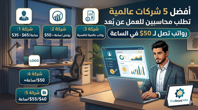 اكتشف أفضل 5 شركات عالمية تطلب محاسبين للعمل عن بعد برواتب تصل لـ 50 دولاراً في الساعة. دليل شامل لعام 2026 يشمل xAI و Coalition Technologies.